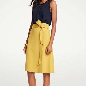 Ann Taylor tie waist midi faux wrap skirt